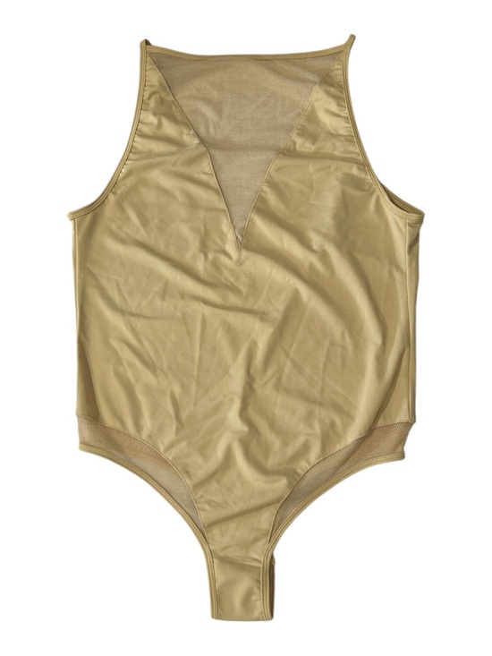 Makers Of Dreams Tops - Makers of Dreams Mesh-Back One-Piece Bodysuit in Khaki Sz L NWT